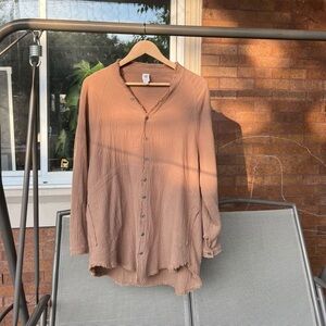 Flawless 100% cotton button down tunic with pockets